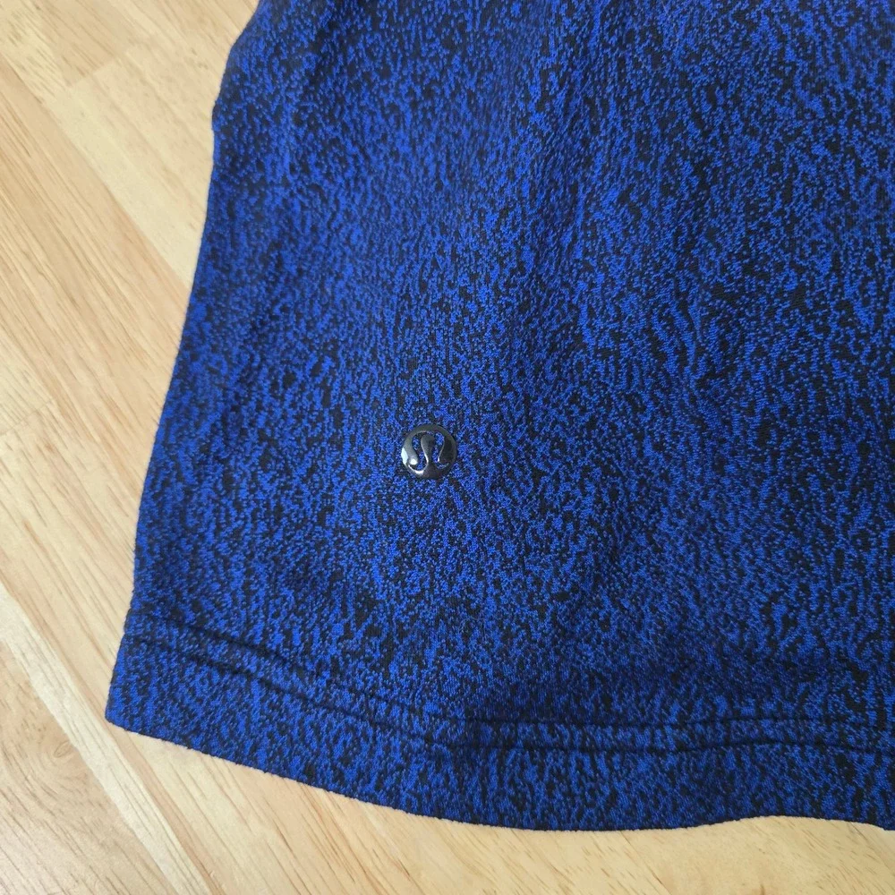 Lululemon Blue Black Static Cowl Neck Hoodie Pullover Size 6 Thumbholes Active